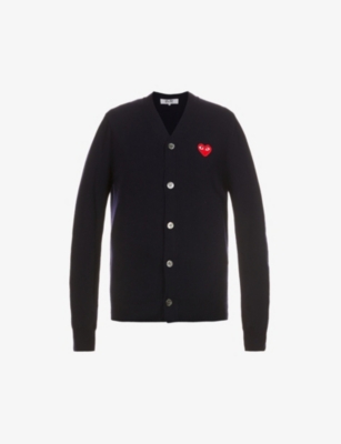 COMME DES GARCONS PLAY: Heart-embroidered wool cardigan