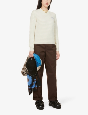 COMME DES GARCONS PLAY: Heart-embroidered wool jumper