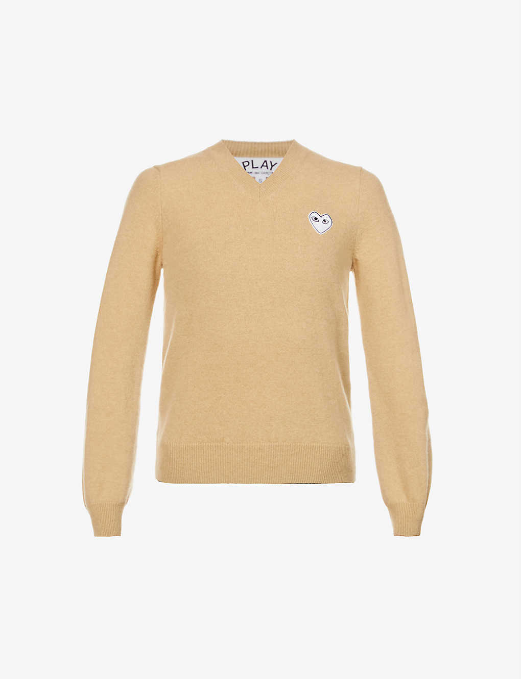 Comme Des Garçons Play Heart-embroidered Wool Jumper In Cream
