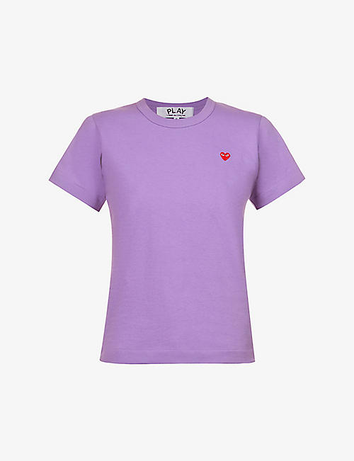 COMME DES GARCONS PLAY: Heart-embroidered cotton-jersey T-shirt