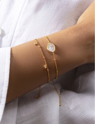 MONICA VINADER: Petal 18ct yellow gold-plated vermeil sterling silver and moonstone bracelet