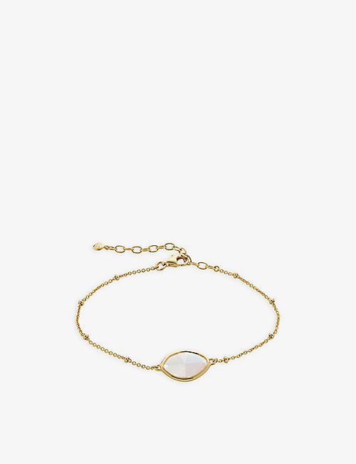 MONICA VINADER: Petal 18ct yellow gold-plated vermeil sterling silver and moonstone bracelet