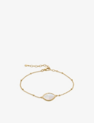 Shop Monica Vinader Womens White Petal 18ct Yellow Gold-plated Vermeil Sterling Silver And Moonstone Brac