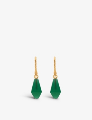 MONICA VINADER: Geometric Gemstone Wire recycled 18ct gold-plated vermeil sterling silver and onyx earrings