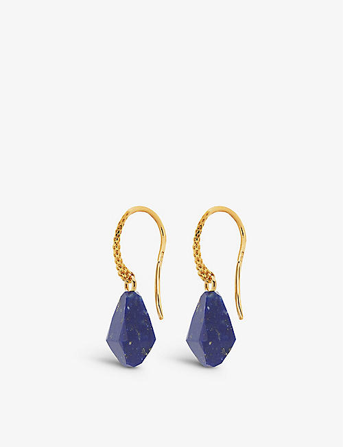 MONICA VINADER: Geometric Gemstone Wire recycled 18ct gold-plated vermeil sterling silver and lapis lazuli earrings