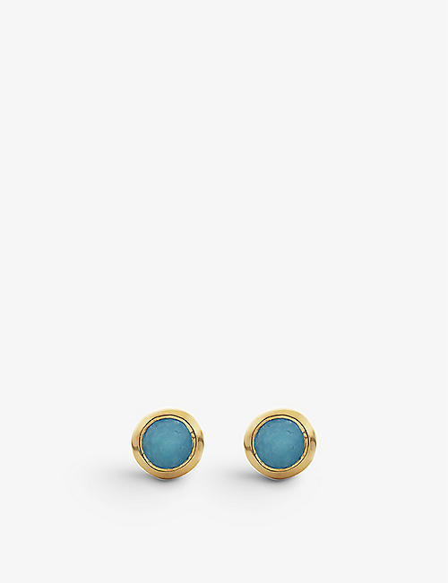 MONICA VINADER: Mini 18ct recycled yellow gold-plated vermeil sterling silver and green onyx gemstone stud earrings
