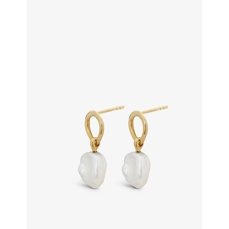 Shop Monica Vinader Womens White Nura Keshi 18ct Recycled Yellow Gold-plated Vermeil Sterling Silver And