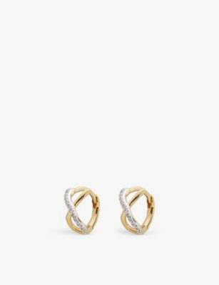 MONICA VINADER: Riva 18ct recycled yellow gold-plated vermeil sterling-silver and 0.03ct diamond stud earrings