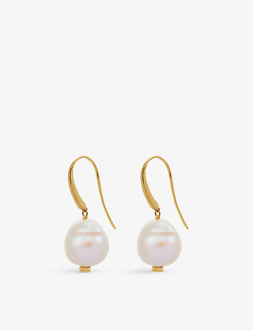 MONICA VINADER: Nura Keshi 18ct yellow gold-plated vermeil sterling silver and pearl earrings
