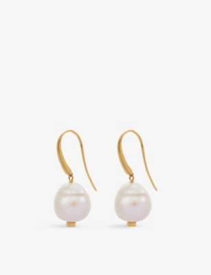 Monica Vinader Nura Keshi 18ct Yellow Gold-plated Vermeil Sterling Silver And Pearl Earrings In White