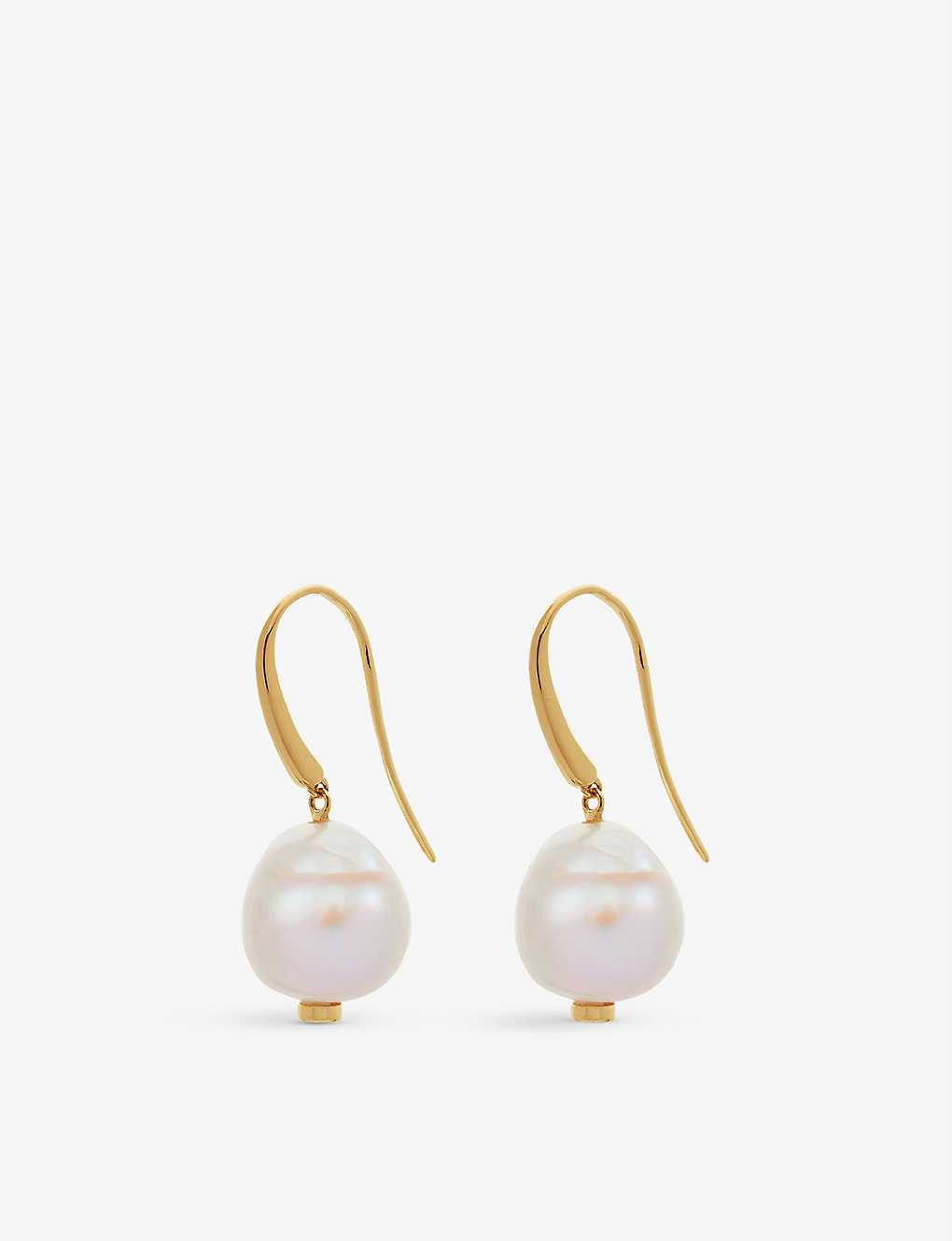 Monica Vinader Nura Keshi 18ct Yellow Gold-plated Vermeil Sterling Silver And Pearl Earrings In White