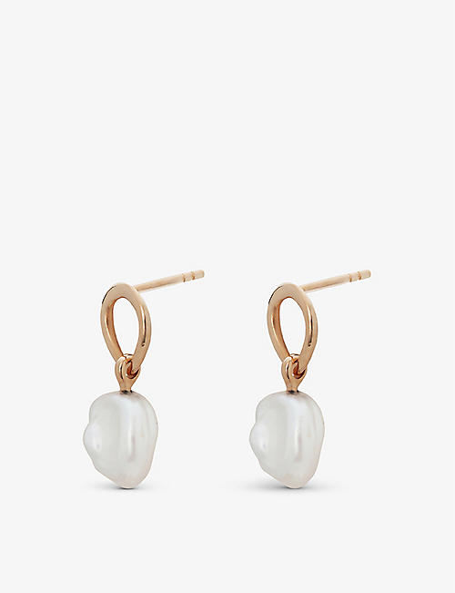 MONICA VINADER: Nura Keshi tiny pearl and 18ct rose gold-plated vermeil sterling silver drop earrings