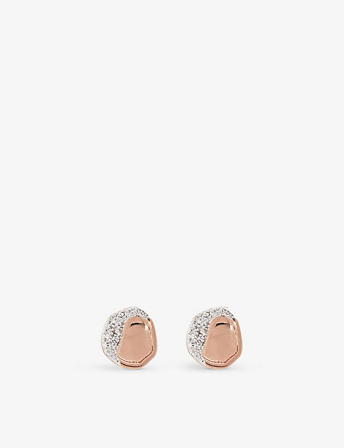 MONICA VINADER: Riva Shore 0.03ct diamond and 18ct rose gold-plated vermeil sterling silver stud earrings