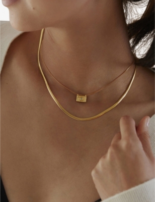 Shop Monica Vinader Womens  Snake 18ct Yellow Gold-plated Vermeil Sterling-silver Chain Necklac