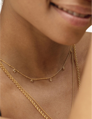MONICA VINADER WOMENS MONICA VINADER MINI GEM 18CT YELLOW-GOLD PLATED VERMEIL STERLING-SILVER AND WHITE TOPAZ NECKL 49507196