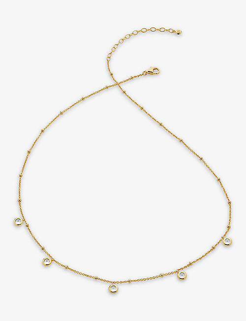MONICA VINADER: Mini Gem 18ct recycled yellow-gold plated vermeil sterling-silver and white topaz necklace