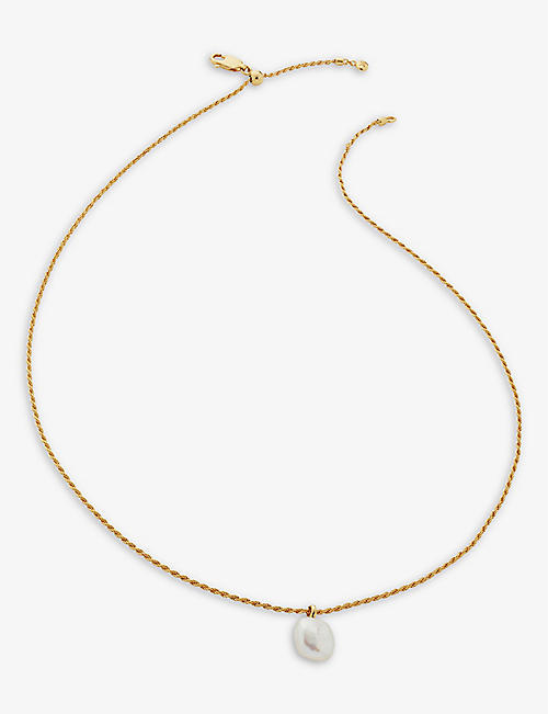 MONICA VINADER: Nura Keshi tiny pearl and 18ct yellow gold-plated vermeil sterling silver necklace