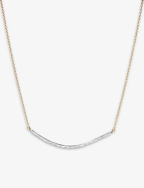 MONICA VINADER: Riva Wave 18ct recycled yellow gold-plated vermeil sterling silver and 0.05ct diamond necklace