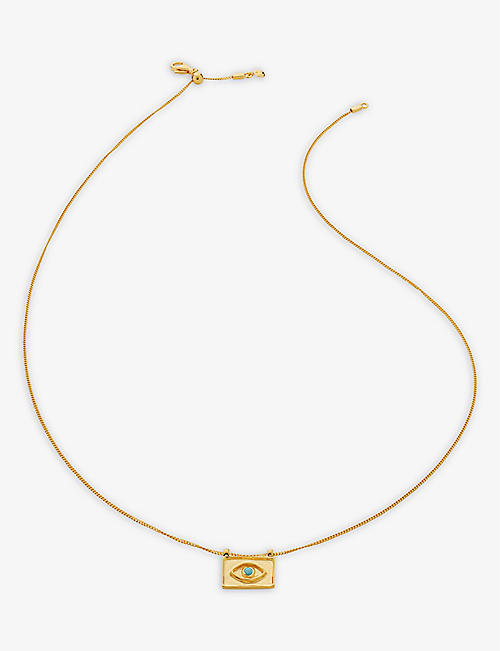 MONICA VINADER: Evil Eye recycled 18ct yellow gold-plated vermeil sterling-silver and gemstone pendant necklace