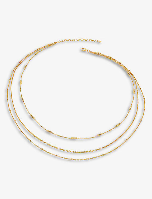 MONICA VINADER: Layered recycled 18ct yellow gold-plated vermeil sterling-silver bead chain necklace