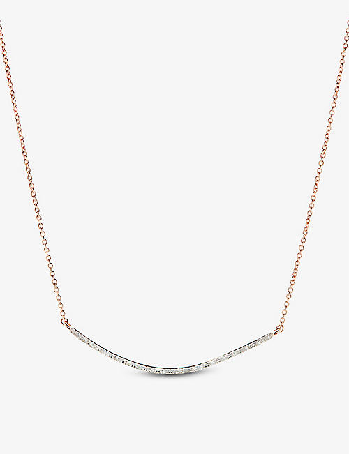MONICA VINADER: Riva Wave 18ct recycled rose gold-plated vermeil sterling silver and 0.05ct round-cut diamond necklace