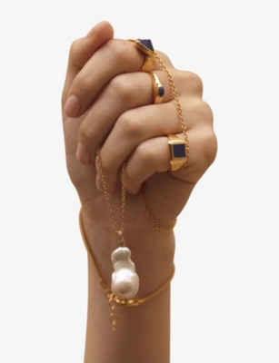 Doina 18ct recycled yellow gold-plated vermeil sterling-silver and baroque pearl pendant