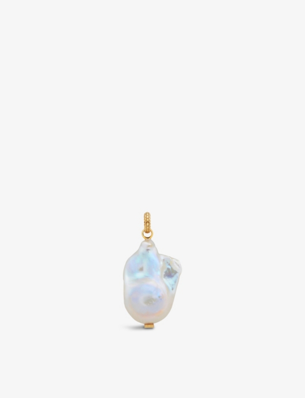 Doina 18ct recycled yellow gold-plated vermeil sterling-silver and baroque pearl pendant