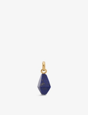 Shop Monica Vinader Women's Blue Geometric Gemstone 18ct Recycled Yellow Gold-plated Vermeil Sterling-sil