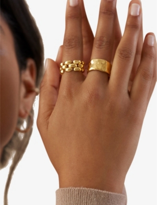 Monica Vinader 18ct Gold Plated Vermeil Silver Heirloom Woven Chain Ring In Gold