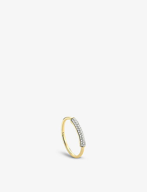 MONICA VINADER: Fiji Bar 18ct recycled yellow gold-plated vermeil sterling-silver and 0.12 carat diamond ring