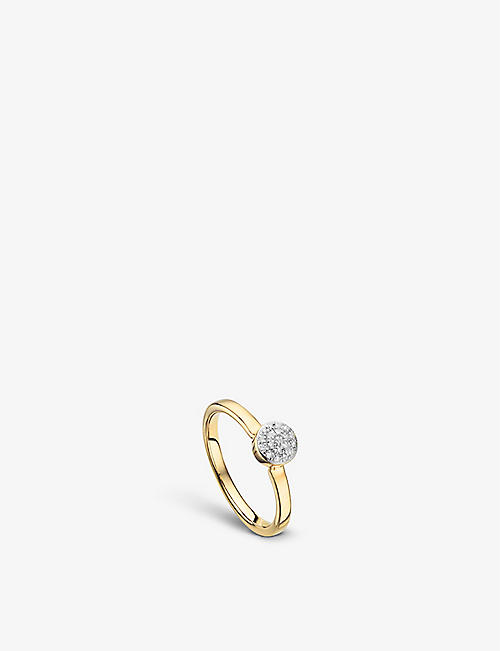 MONICA VINADER: Fiji Mini Button 18ct recycled yellow gold-plated vermeil sterling-silver and 0.051ct diamond ring