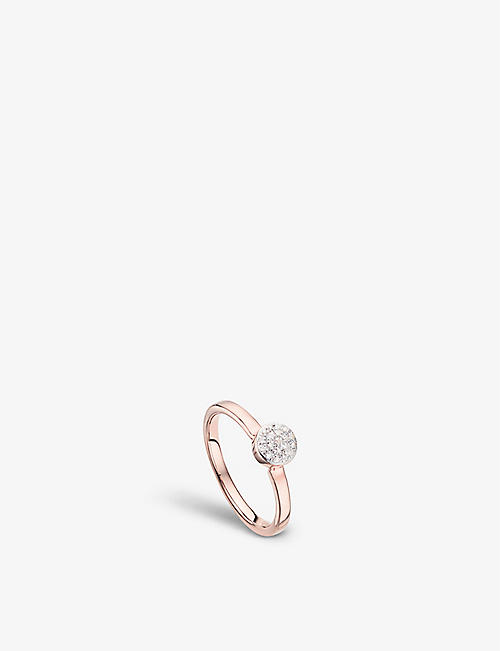 MONICA VINADER: Fiji Mini Button 18ct recycled rose gold-plated vermeil sterling-silver and 0.051ct diamond ring
