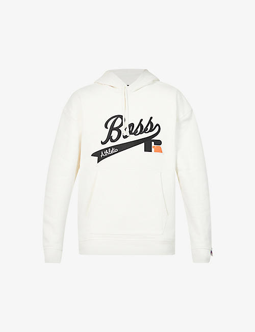 BOSS: BOSS x Russell Athletic logo-print stretch-cotton hoody
