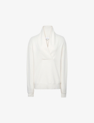 REISS REISS WOMEN'S IVORY ASTRID SHAWL-COLLAR BRUSHED-COTTON SWEATSHIRT 49516662