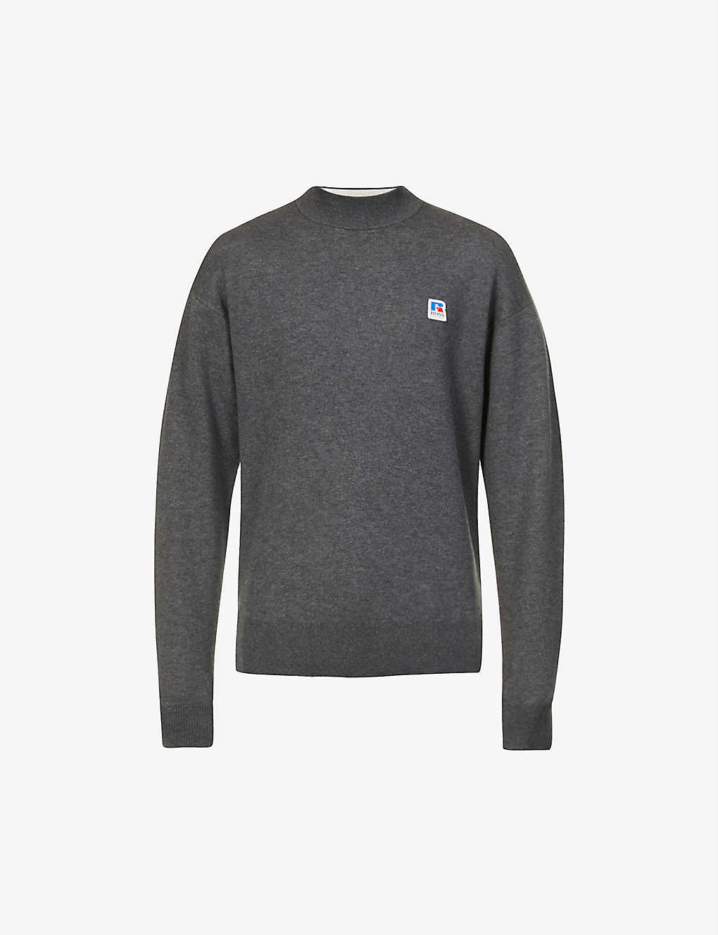 Hugo Boss Boss X Russell Athletic Logo-print Wool-cotton Sweatshirt In Medium Grey