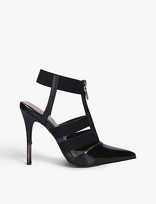 CARVELA: Kunning zipped pointed-toe patent faux leather and woven courts