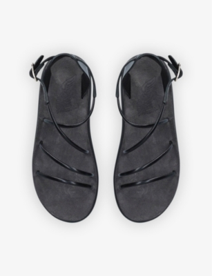 Shop Ancient Greek Sandals Women's Black Anastasia Comfort Strappy Faux-leather Sandals