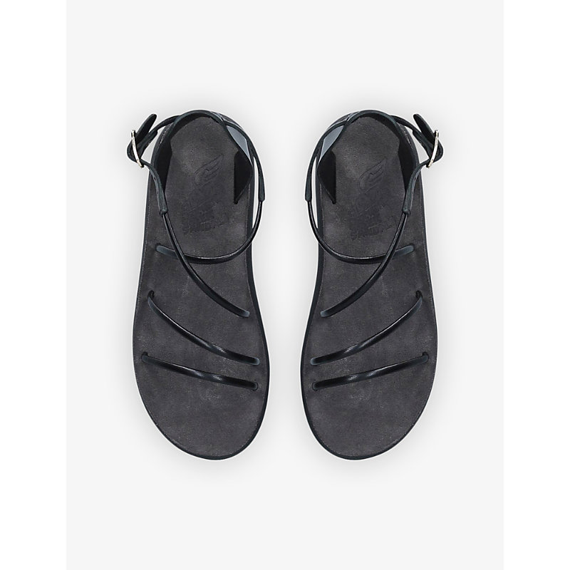 Shop Ancient Greek Sandals Womens Black Anastasia Comfort Strappy Faux-leather Sandals