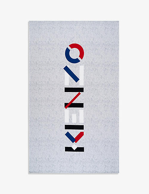 KENZO: KColourblock logo-print organic-cotton beach towel 160cm x 90cm