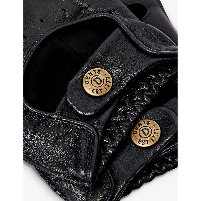 Shop Dents Mens Black Snetterton Fingerless Leather Gloves