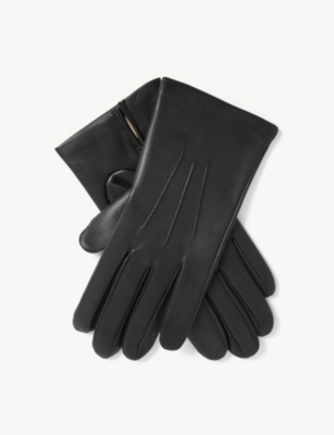 Dents Bath Cashmere-lined Leather Gloves In Black