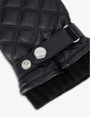 Shop Dents Men's Black/black Quilted Leather Gloves