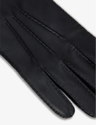 Shop Dents Men's Black 3 Points Leather And Cashmere Touchscreen Gloves