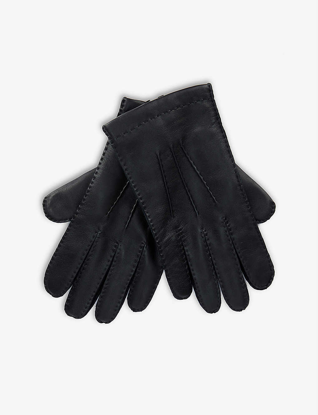 Dents 3 Points Leather And Cashmere Touchscreen Gloves In Black