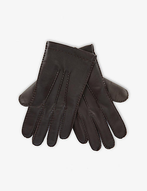 DENTS: 3 Points leather and cashmere touchscreen gloves