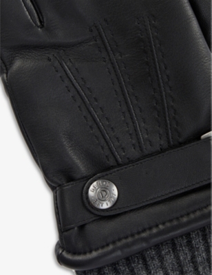 Dents Touch Leather And Wool-blend Touchscreen Gloves In Black