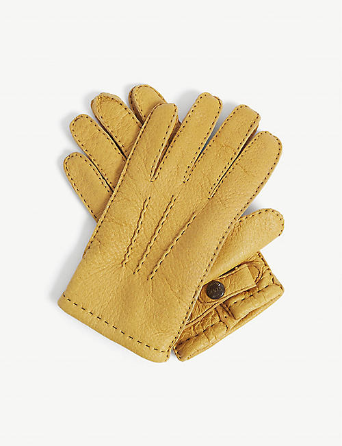 DENTS: Hampton cashmere-lined peccary leather gloves