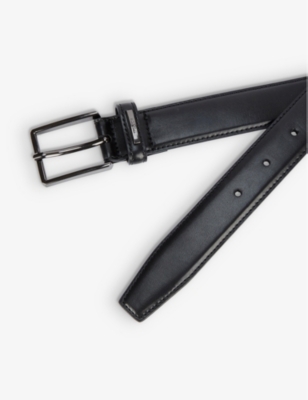 Dents Logo-engraved Leather Belt In Black