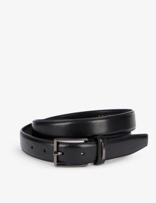 Dents Logo-engraved Leather Belt In Black