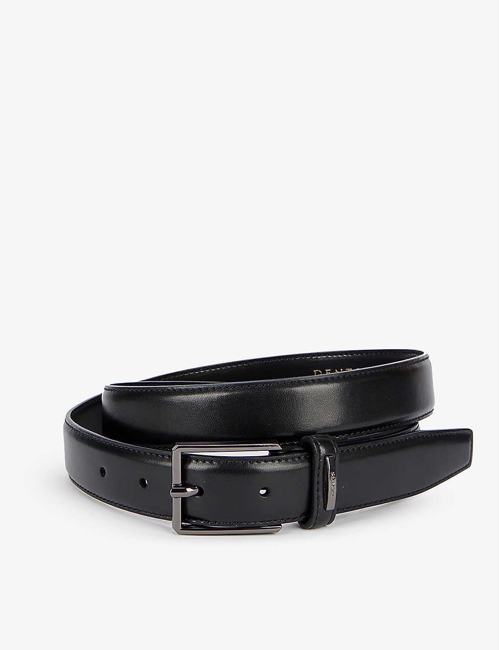 Dents Logo-engraved Leather Belt In Black